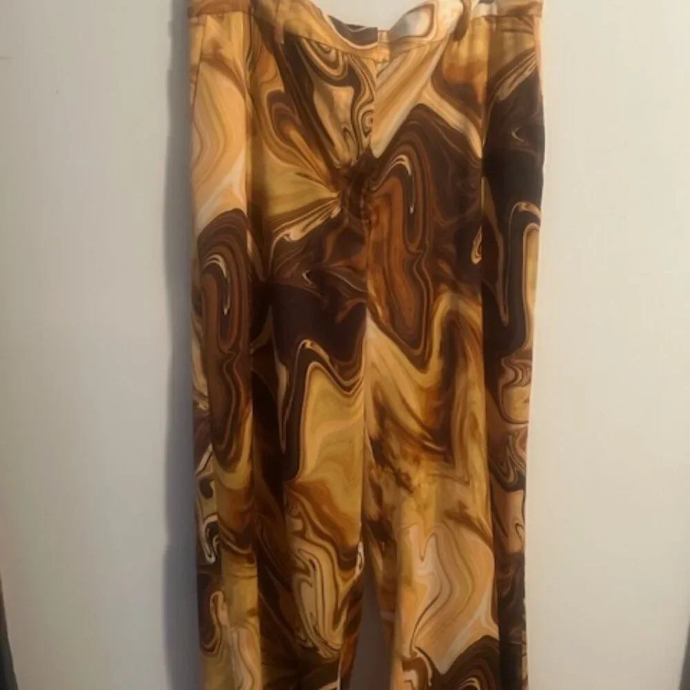 INC International Concept Jeannie Mai X Marble wide leg pants, size 16